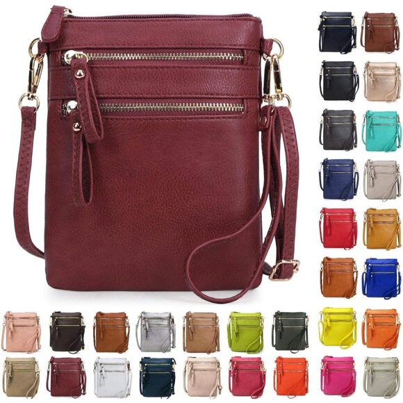 Handbags - Solene Small Crossbody Bag for Women, Multi Zip Pockets with Detachable Wristlet